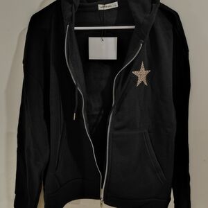 Active USA Black Hoodie with Star Detail